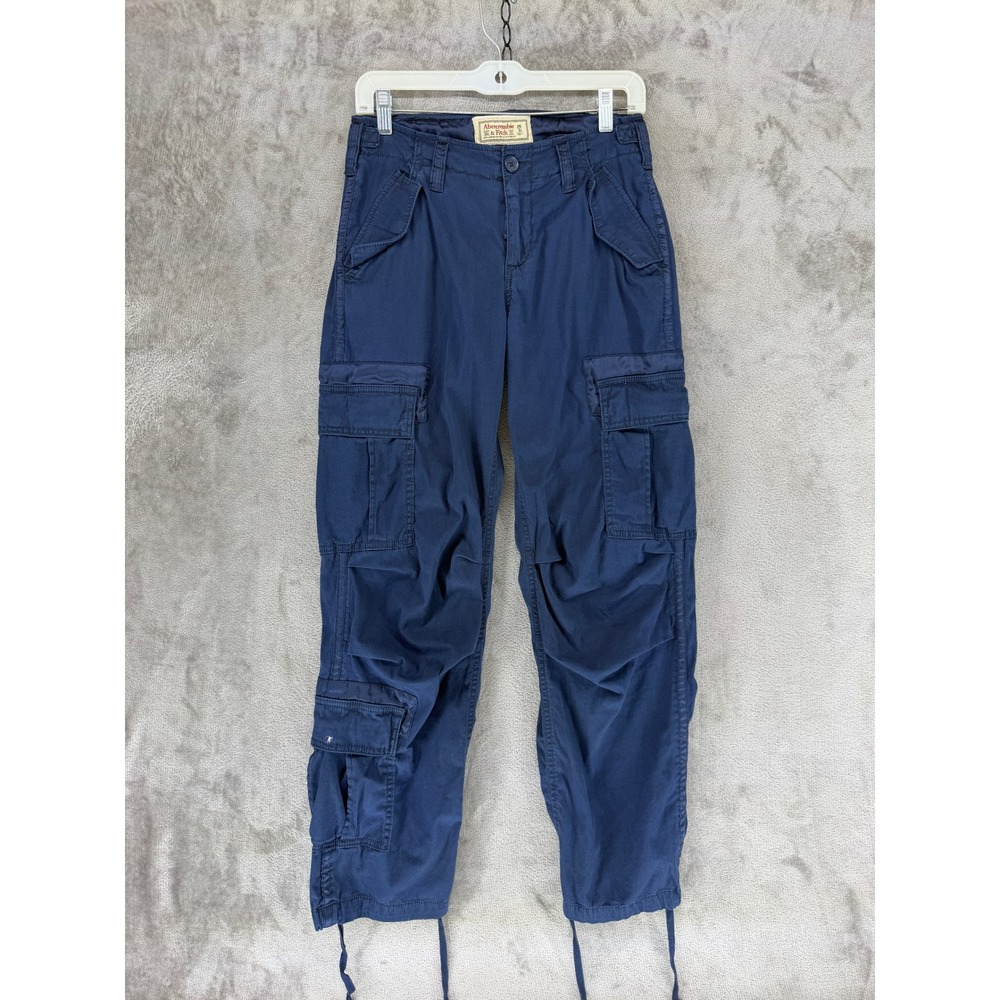 Abercrombie & Fitch Cargo Pants Womens 2R Blue Utility Multi Pocket Drawstring